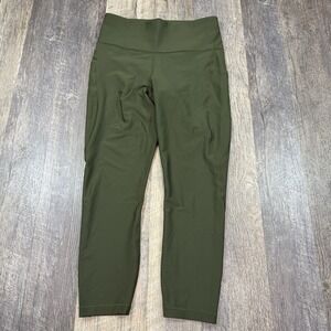 Athleta Interval Stash High Rise 7/8 Leggings Womens Medium Green Smooth Fabric